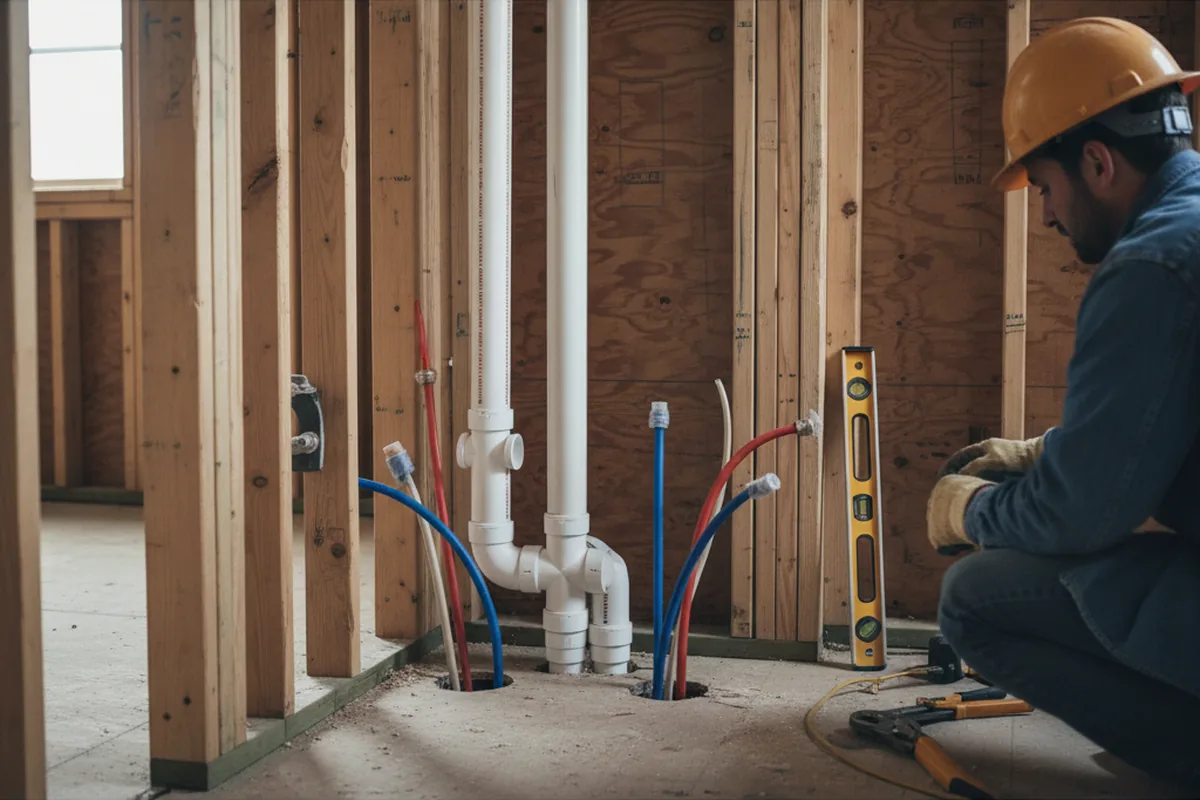 Drain and supply rough-in during Garbage Disposal Repair in Sunset Beach